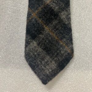 Woolrich 100% Wool Plaid Tie Charcoal Brown USA Made Saks Fifth Ave NWT